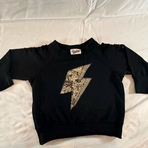 Designer- Random Hearts Black Sweatshirt with Gold Lightning Bolt